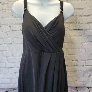 Anne Cole Plus Size Printed Surplice Swim Dress